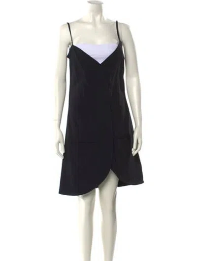 Pre-owned Courrèges Square Neckline Mini Dress In Black