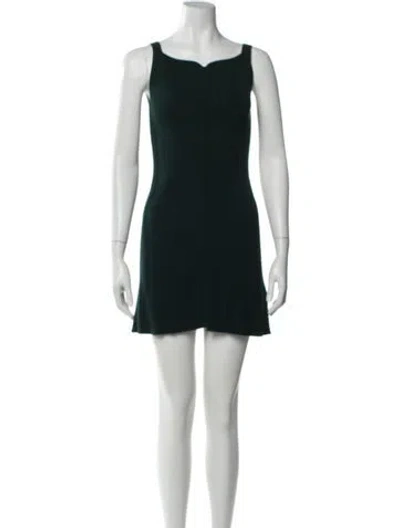 Pre-owned Courrèges Square Neckline Mini Dress In Black