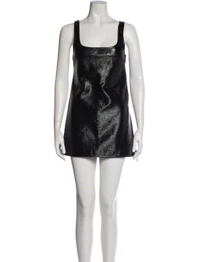 Pre-owned Courrèges Square Neckline Mini Dress In Black