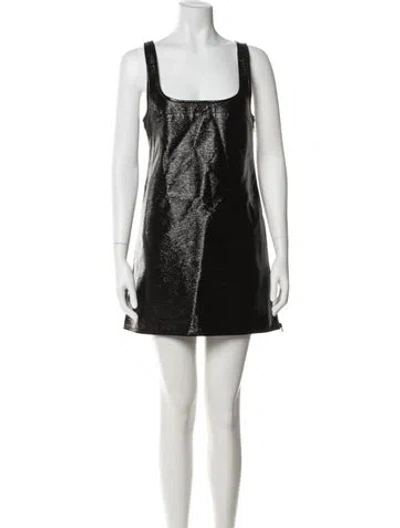 Pre-owned Courrèges Square Neckline Mini Dress In Black