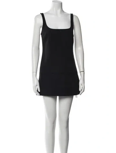 Pre-owned Courrèges Square Neckline Mini Dress In Black