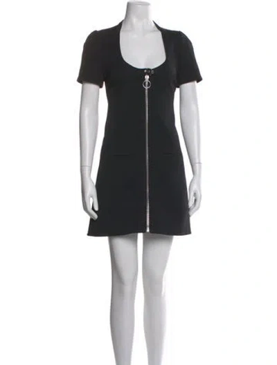 Pre-owned Courrèges Square Neckline Mini Dress In Black