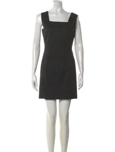 Pre-owned Courrèges Square Neckline Mini Dress In Black