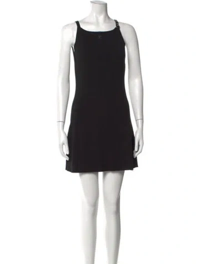 Pre-owned Courrèges Square Neckline Mini Dress In Black