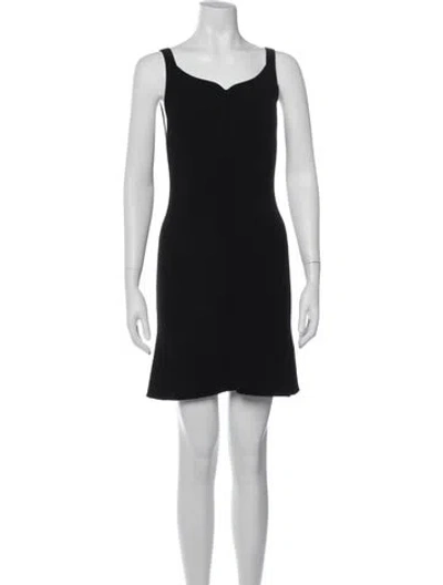 Pre-owned Courrèges Square Neckline Mini Dress In Black