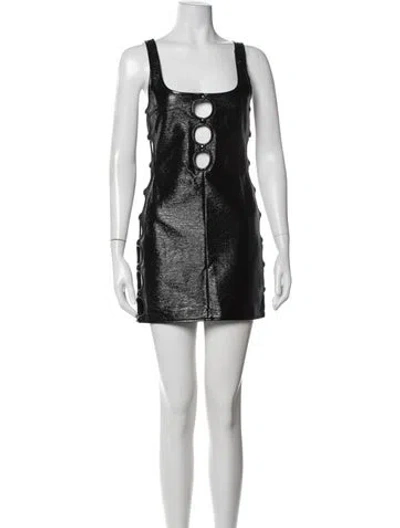 Pre-owned Courrèges Square Neckline Mini Dress In Black