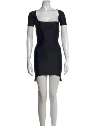 Pre-owned Courrèges Square Neckline Mini Dress In Black