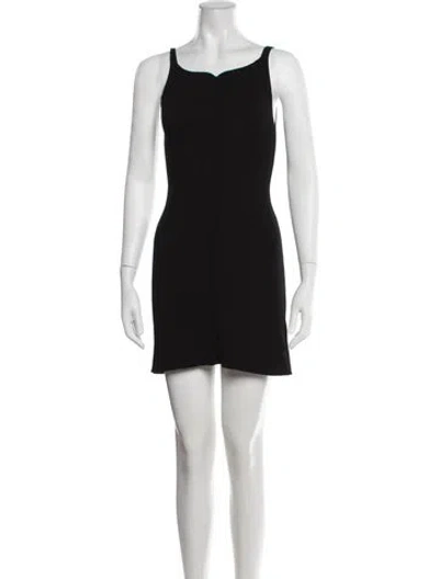 Pre-owned Courrèges Square Neckline Mini Dress In Black