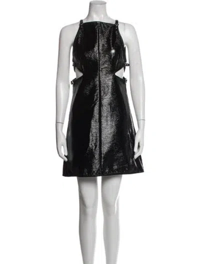 Pre-owned Courrèges Square Neckline Mini Dress In Black