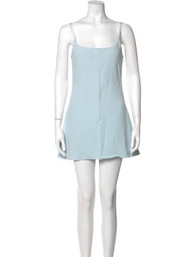 Pre-owned Courrèges Square Neckline Mini Dress In Blue