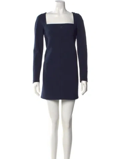 Pre-owned Courrèges Square Neckline Mini Dress In Blue