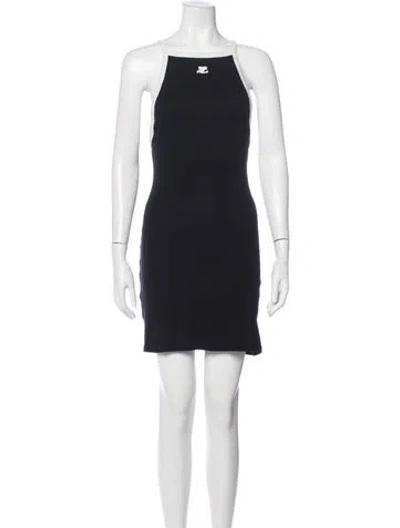 Pre-owned Courrèges Square Neckline Mini Dress In Blue