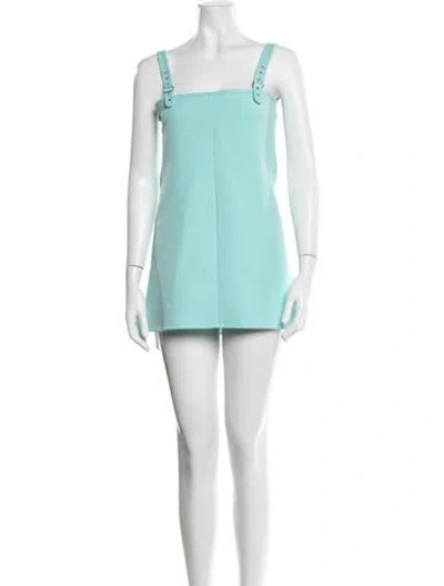 Pre-owned Courrèges Square Neckline Mini Dress In Blue