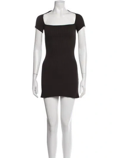 Pre-owned Courrèges Square Neckline Mini Dress In Brown