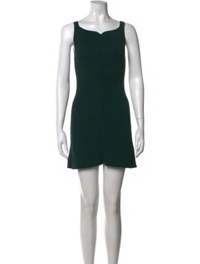 Pre-owned Courrèges Square Neckline Mini Dress In Green