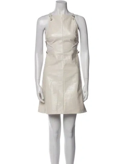 Pre-owned Courrèges Square Neckline Mini Dress In Neutral