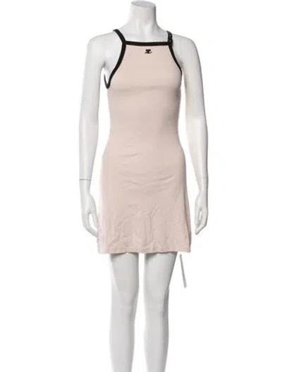 Pre-owned Courrèges Square Neckline Mini Dress In Neutral