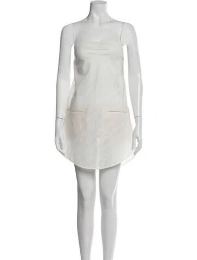 Pre-owned Courrèges Square Neckline Mini Dress In Neutral