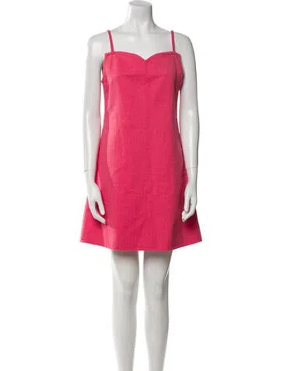 Pre-owned Courrèges Square Neckline Mini Dress In Red