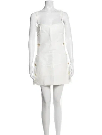 Pre-owned Courrèges Square Neckline Mini Dress W/ Tags In White