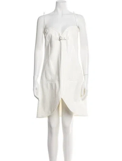 Pre-owned Courrèges Square Neckline Mini Dress In White