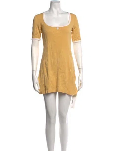 Pre-owned Courrèges Square Neckline Mini Dress In Yellow