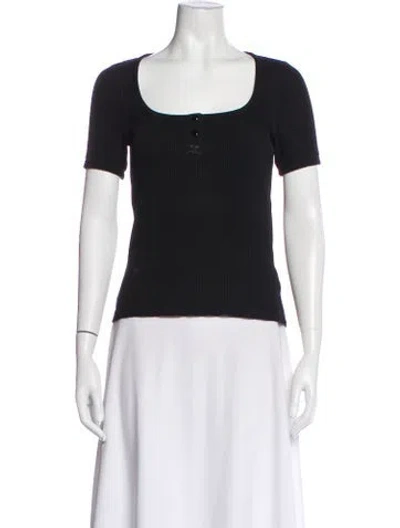 Pre-owned Courrèges Square Neckline Short Sleeve Top In Black