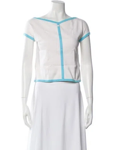 Pre-owned Courrèges Square Neckline Short Sleeve Top In White
