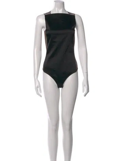 Pre-owned Courrèges Square Neckline Sleeveless Bodysuit In Black