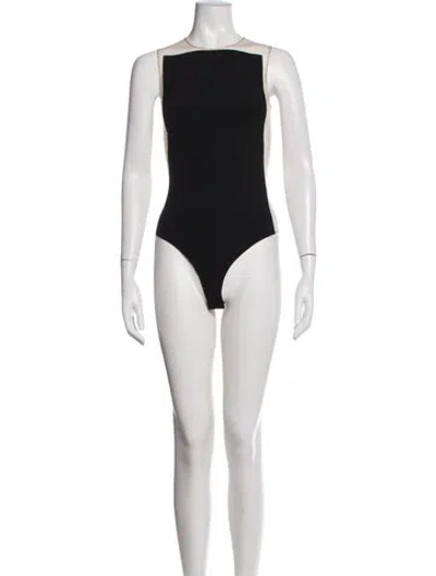 Pre-owned Courrèges Square Neckline Sleeveless Bodysuit In Black