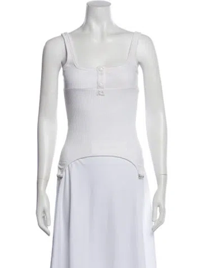 Pre-owned Courrèges Square Neckline Sleeveless Bodysuit In White