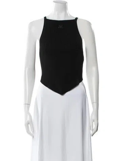 Pre-owned Courrèges Square Neckline Sleeveless Crop Top In Blue