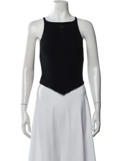 Pre-owned Courrèges Square Neckline Sleeveless Crop Top In Blue