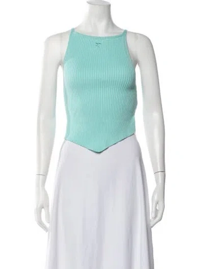 Pre-owned Courrèges Square Neckline Sleeveless Crop Top In Blue
