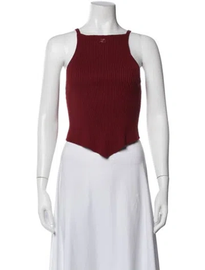 Pre-owned Courrèges Square Neckline Sleeveless Crop Top In Red