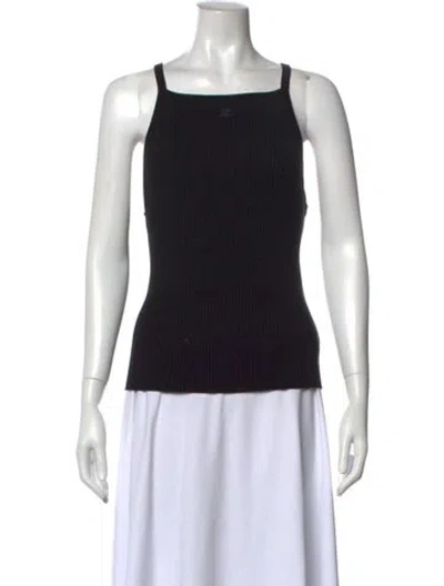 Pre-owned Courrèges Square Neckline Sleeveless Top In Black