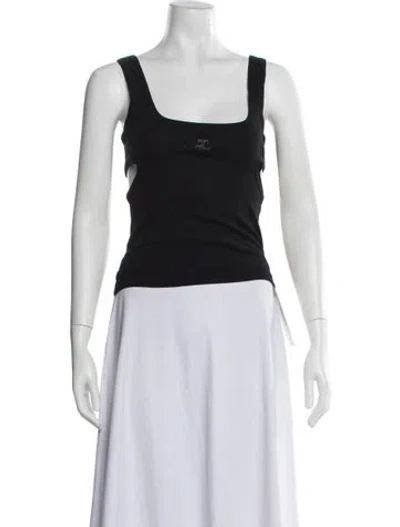 Pre-owned Courrèges Square Neckline Sleeveless Top In Black