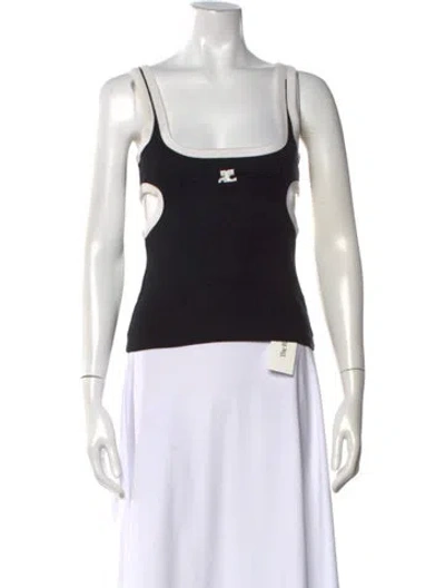 Pre-owned Courrèges Square Neckline Sleeveless Top In Black