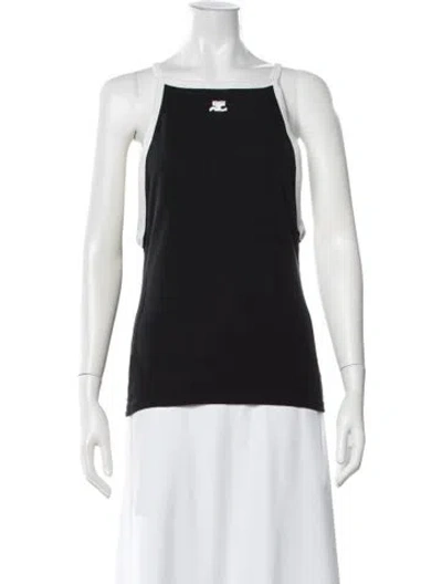 Pre-owned Courrèges Square Neckline Sleeveless Top In Black