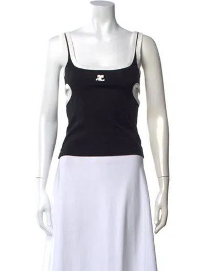 Pre-owned Courrèges Square Neckline Sleeveless Top In Black