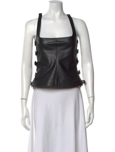 Pre-owned Courrèges Square Neckline Sleeveless Top In Black