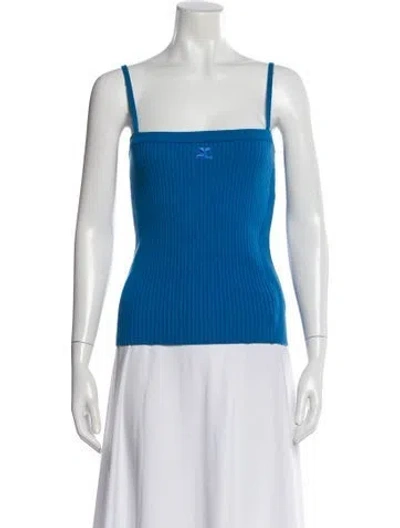 Pre-owned Courrèges Square Neckline Sleeveless Top In Blue