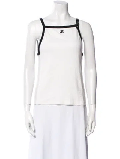 Pre-owned Courrèges Square Neckline Sleeveless Top In White