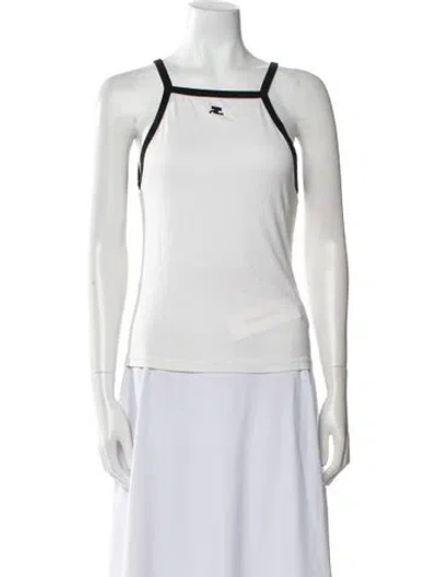 Pre-owned Courrèges Square Neckline Sleeveless Top In White