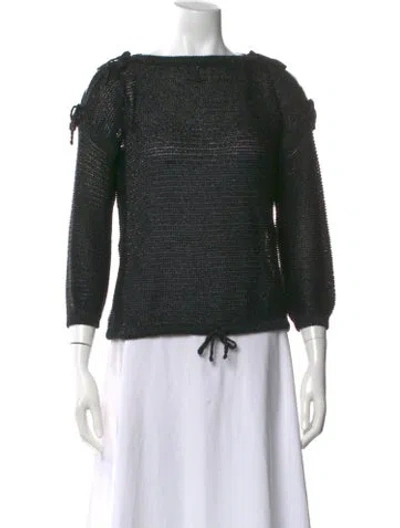 Pre-owned Courrèges Square Neckline Three-quarter Sleeve Top In Green