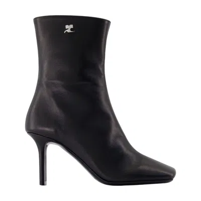 Courrèges Square Toe 80 Ankle Boots In Black