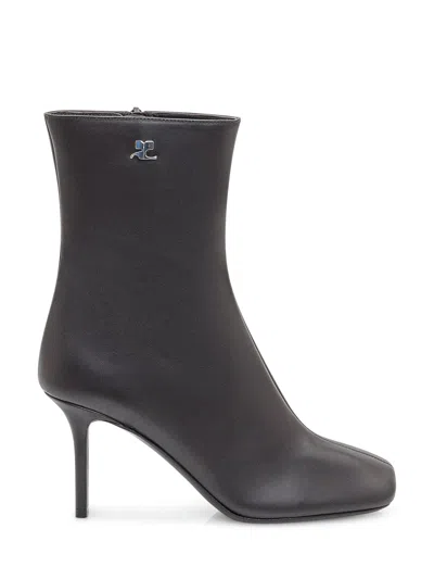 Courrèges Courreges Square Toe 80 Heeled Ankle Boots In Gray
