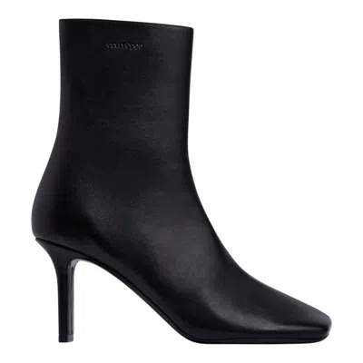Courrèges Square Toe 80 Nappa Ankle Boots In Black