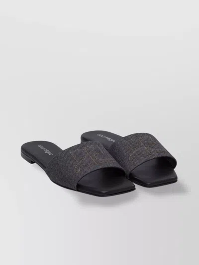 Courrèges Square Toe Flat Sole Open Sandals