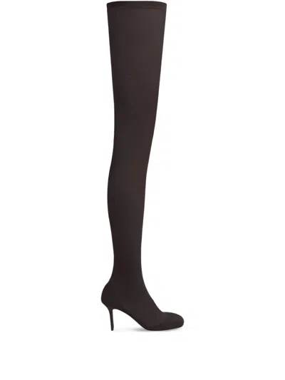 Courrèges Square-toe Mesh Boots In Brown